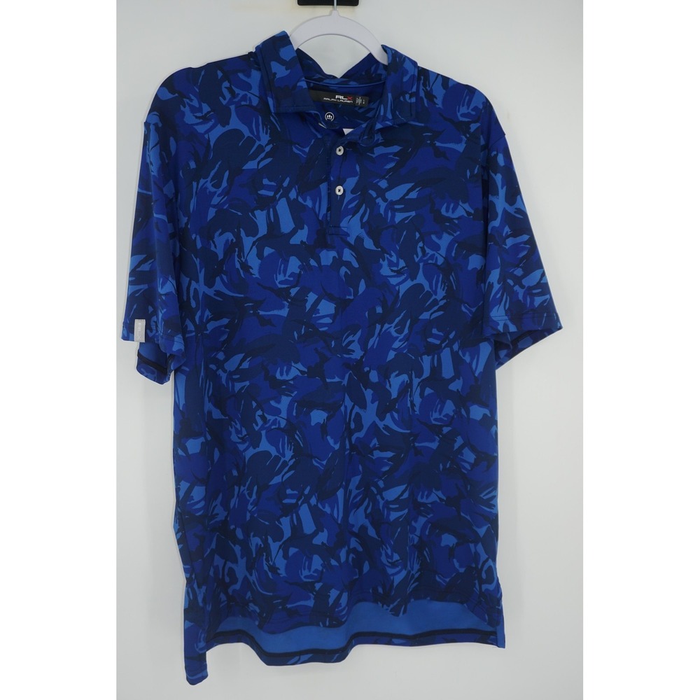 RLX Ralph Lauren Polo Shirt‎ Blue Camo Wicking Golf Performance Men's Large